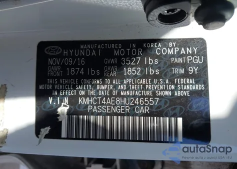 2017 Hyundai Accent Se from USA, damaged, VIN KMHCT4AE8HU246557
